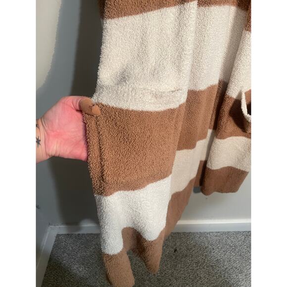 Thread‎ & Supply Tan and Cream Striped Teddy Longline Cardigan Size Large - Picture 5 of 12